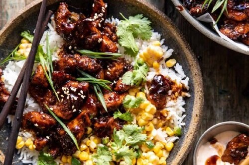 Korean BBQ Chicken with Spicy Garlic Butter Corn